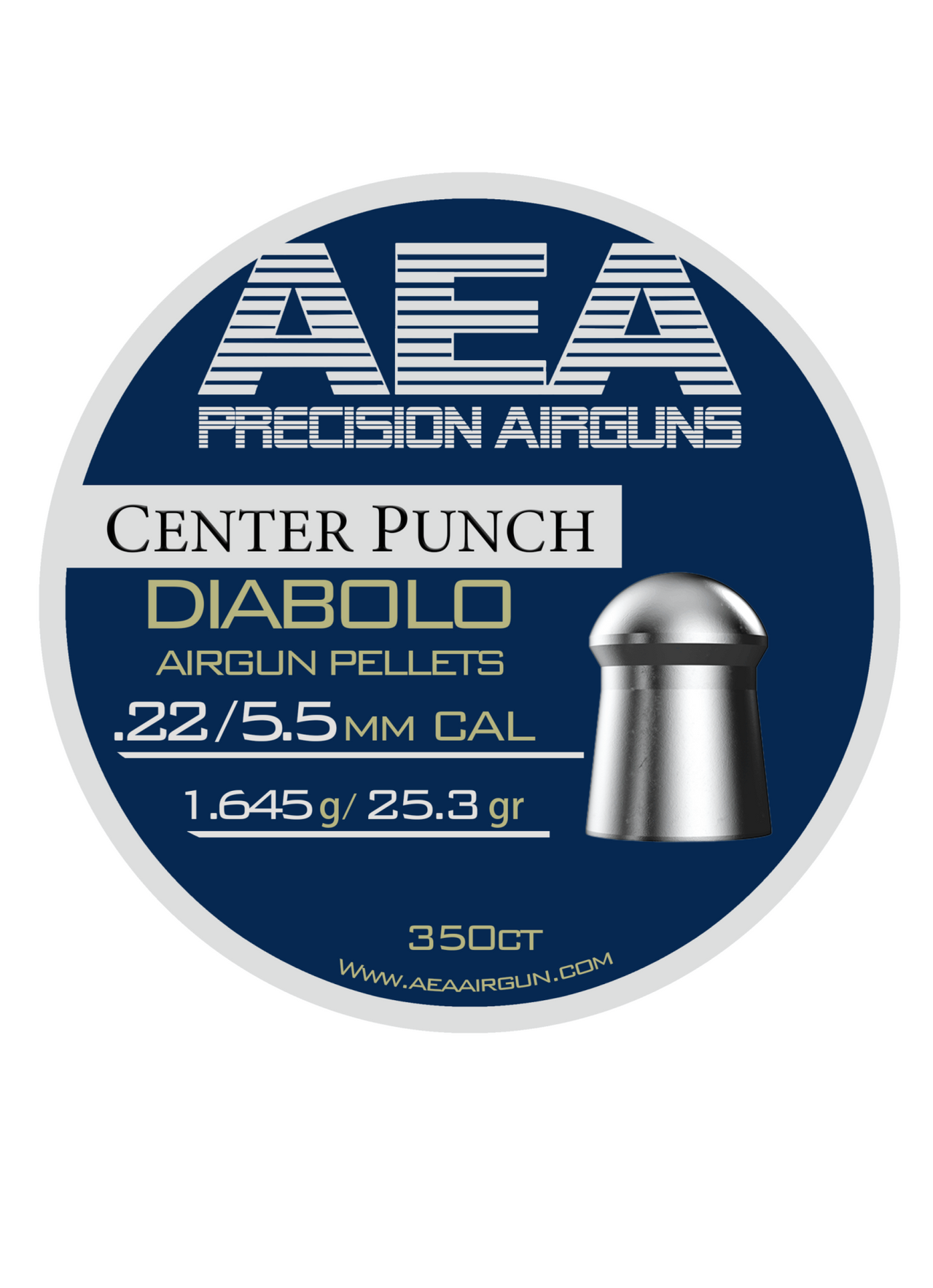 AEA Center Punch Pellets | .22 Cal | 25.3 Grains |350 Ct|P25