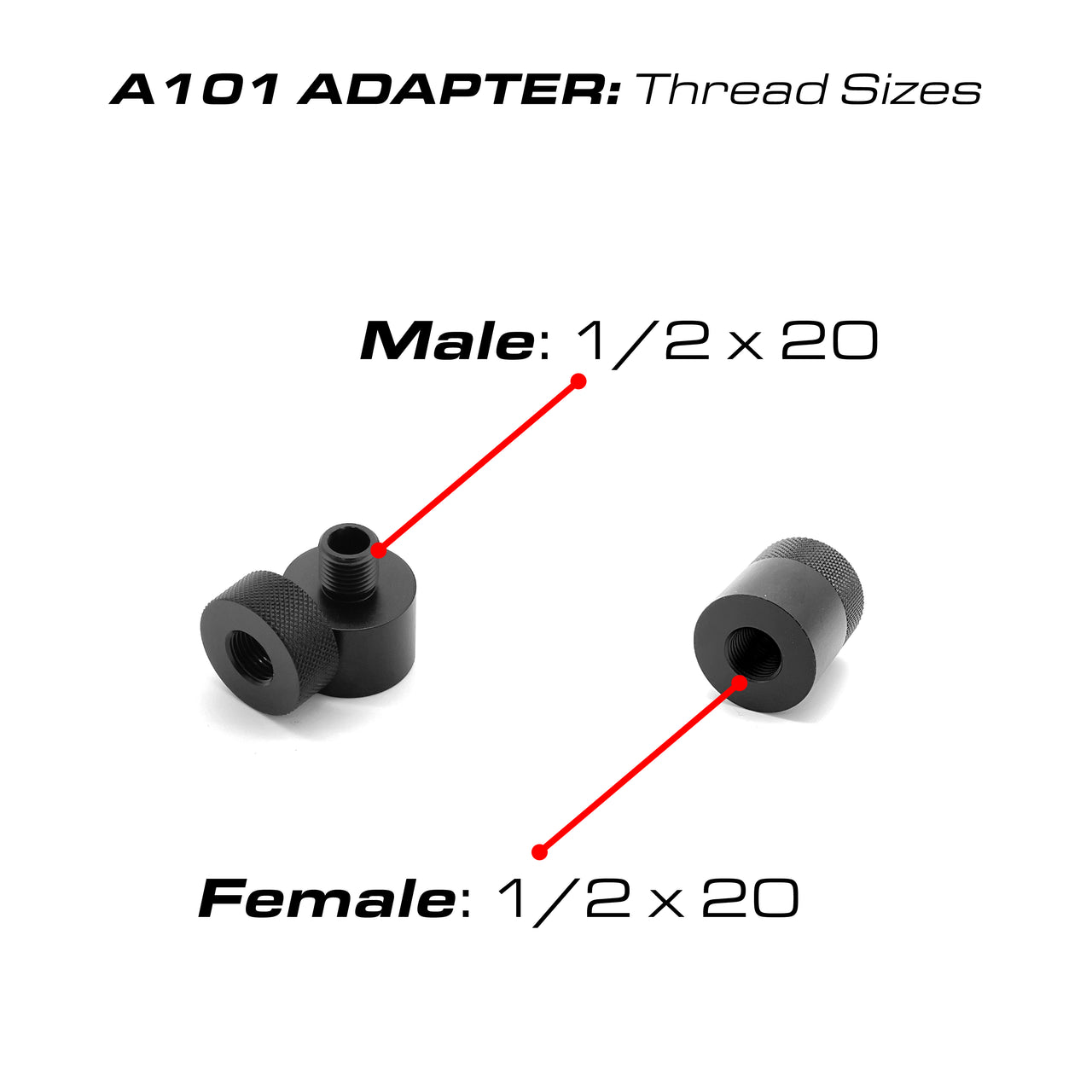 FX Shroud Extender 1/2 x 20 Female to 1/2 x 20 Male A101